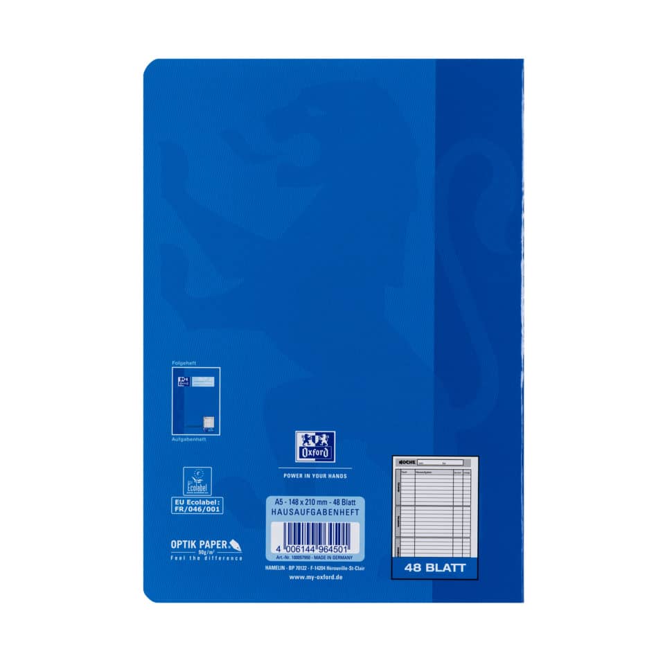 Notizblock, Heft, A4, Oxford, Blau