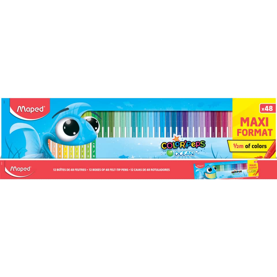 Farbstifte, Buntstifte, Maxi-Format, Ozean, 12 Boxen mit 48 Filzstiften