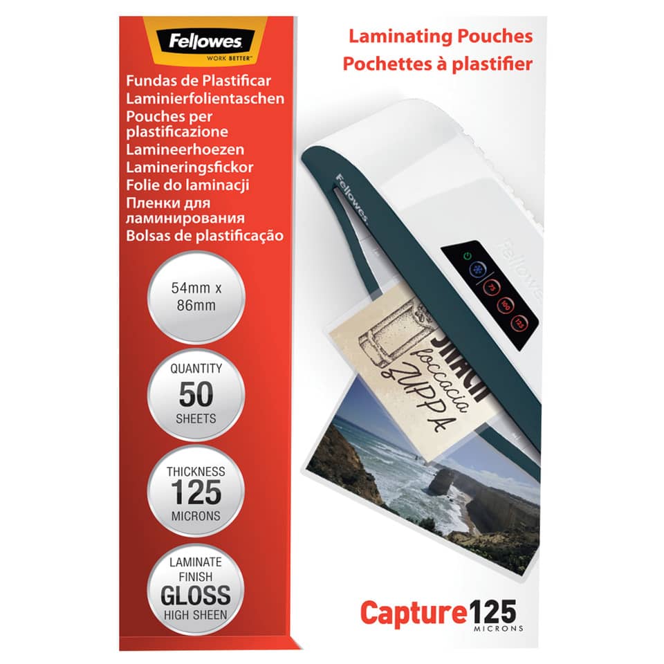 Laminating Pouches, Plasticbeutel, 54mm x 86mm, 50 Blätter, 125 Mikron