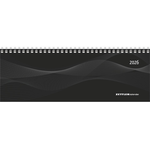 Tischkalender 2026 quer, 29,7 x 10,5 cm, 1W/2S, schwarz ZETTLER 660038