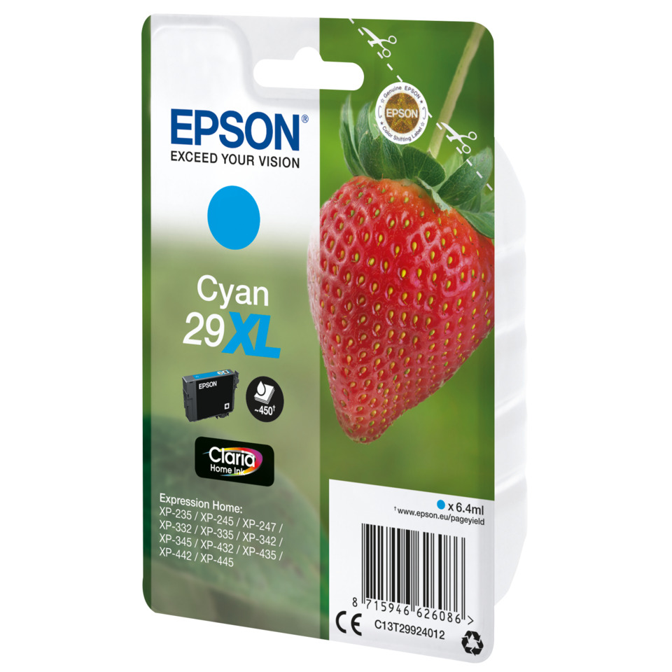 Cyan, XL, Tintenpatrone, Epson, Erdbeeren-Design