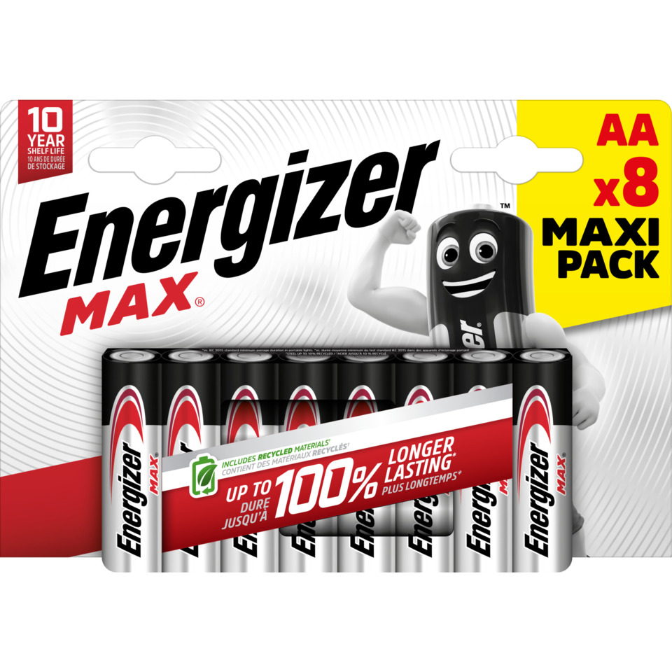 AA Batterien, Maxi-Pack, Energidizer Max, Batterien, Achter-Pack
