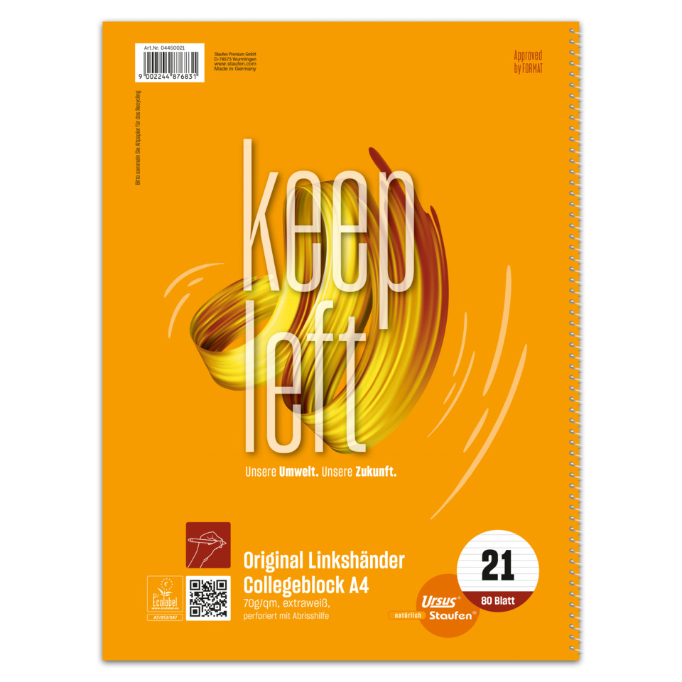 Notizblock, Spiralblock, A4-Format, orange, Kartenblock