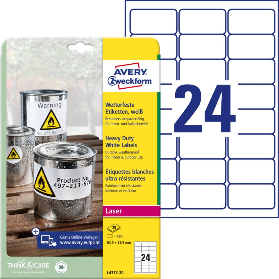 Etiketten, Weiß, Laser, Avery, Labeling