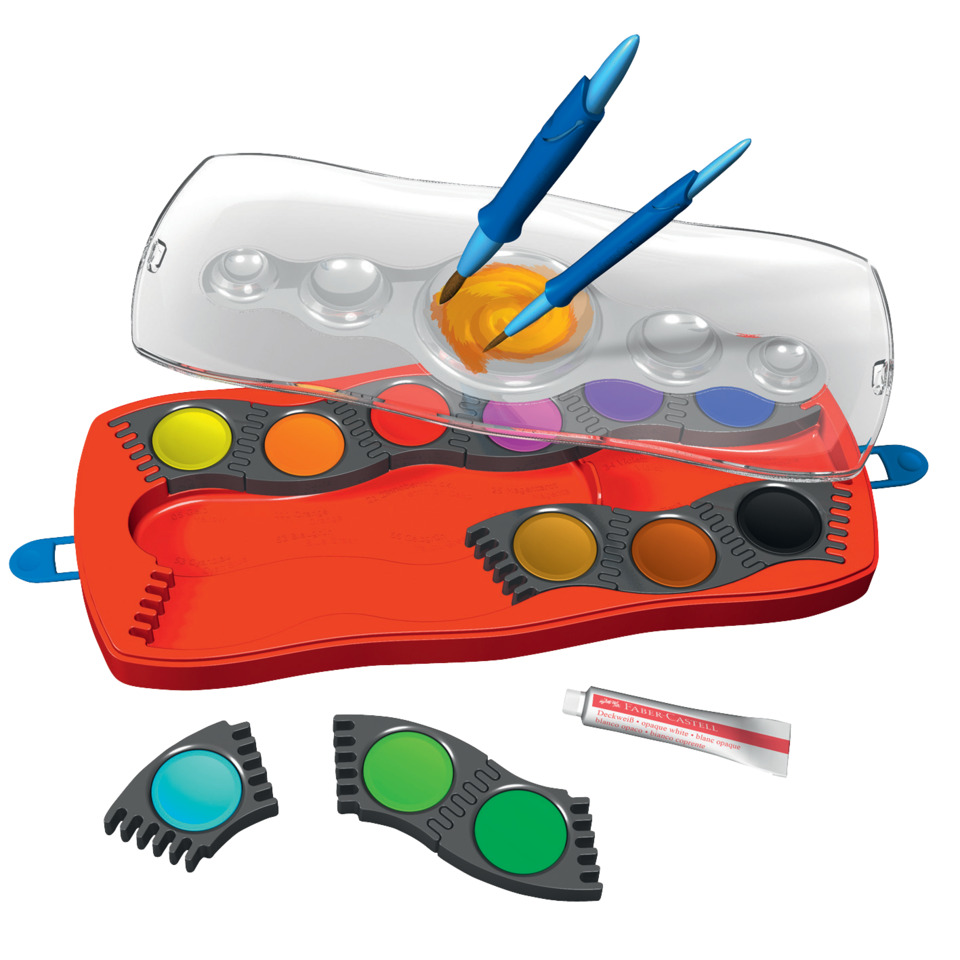 Kinder-Aquarellset, Malset, Aquarellfarben, Pinsel, Koffer