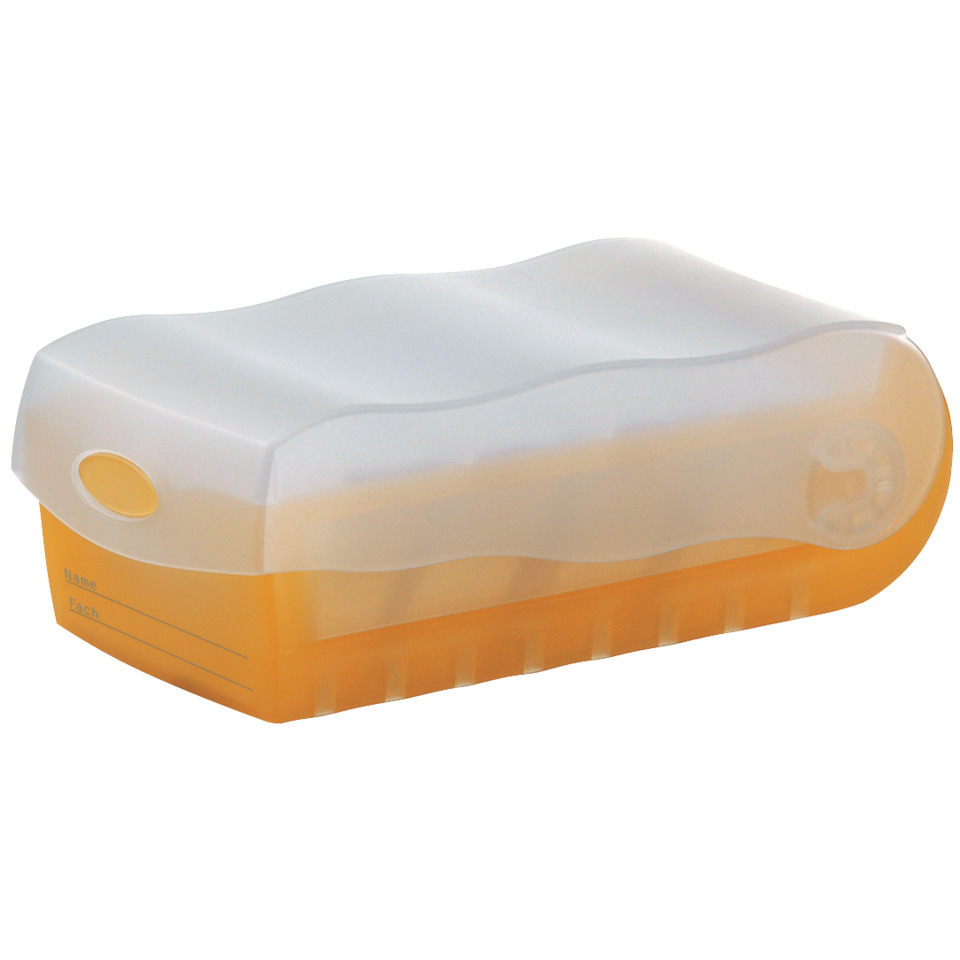 Schreibkasten, ABC-Box, Kombi-Behälter, Griffelhalter, Orange Deckel
