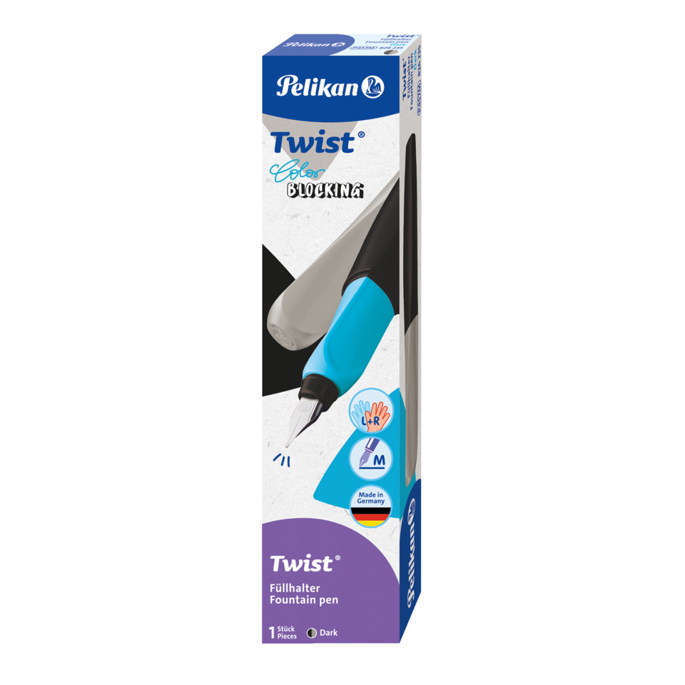 Twist pen, Füllhalter, blauer Griff, Tinten-Nib, Made in Germany