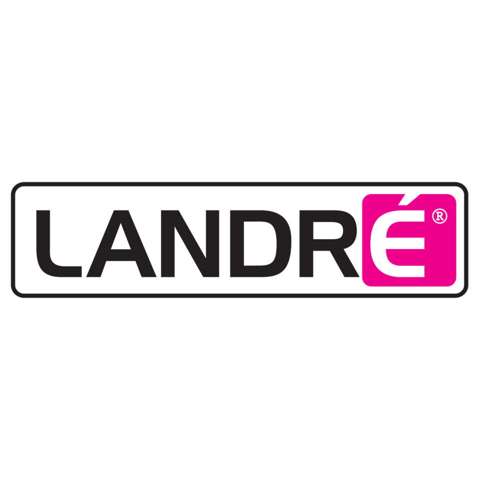 logo, landre, brand mark, pink accent, rectangular border