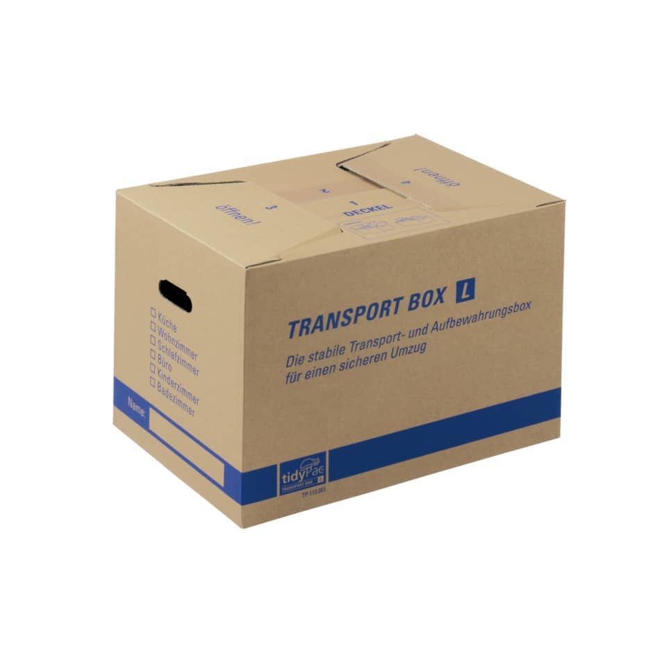 Transportbox, Umzugskiste, Karton, L-Size, blaues Band