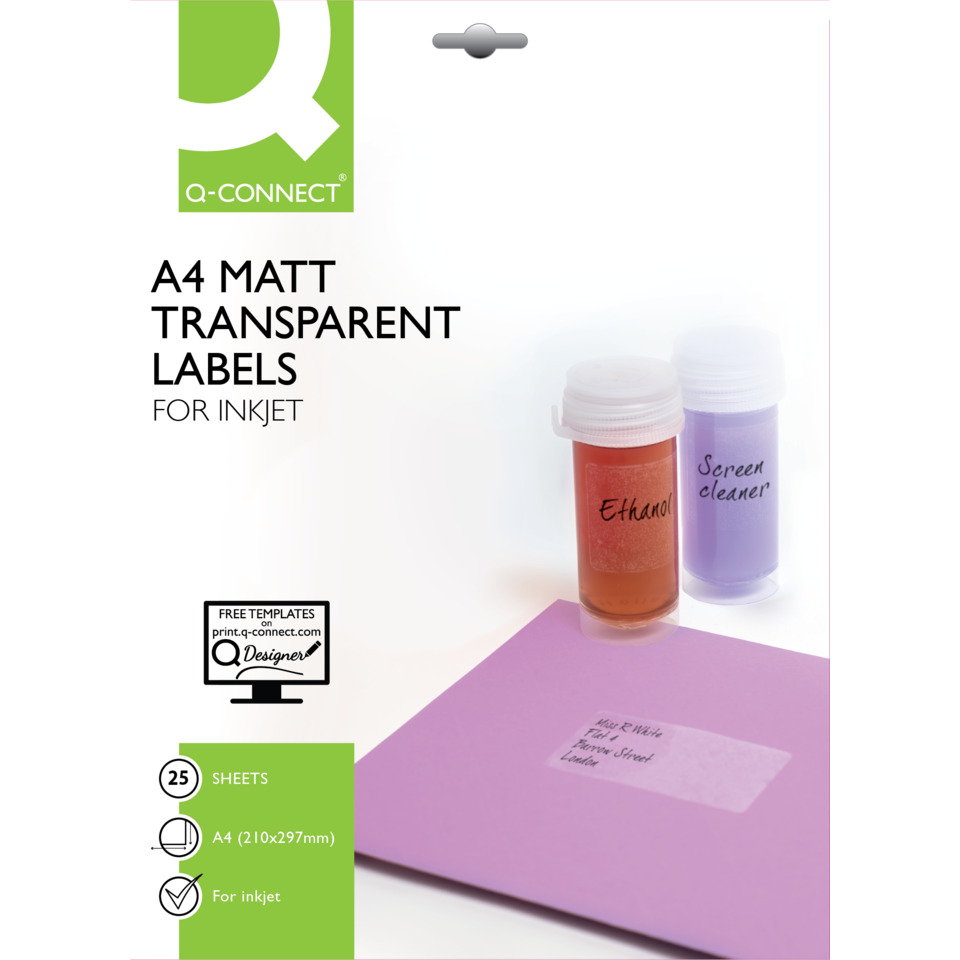 A4, Transparent, Etiketten, Tintenstrahldruck, Papier