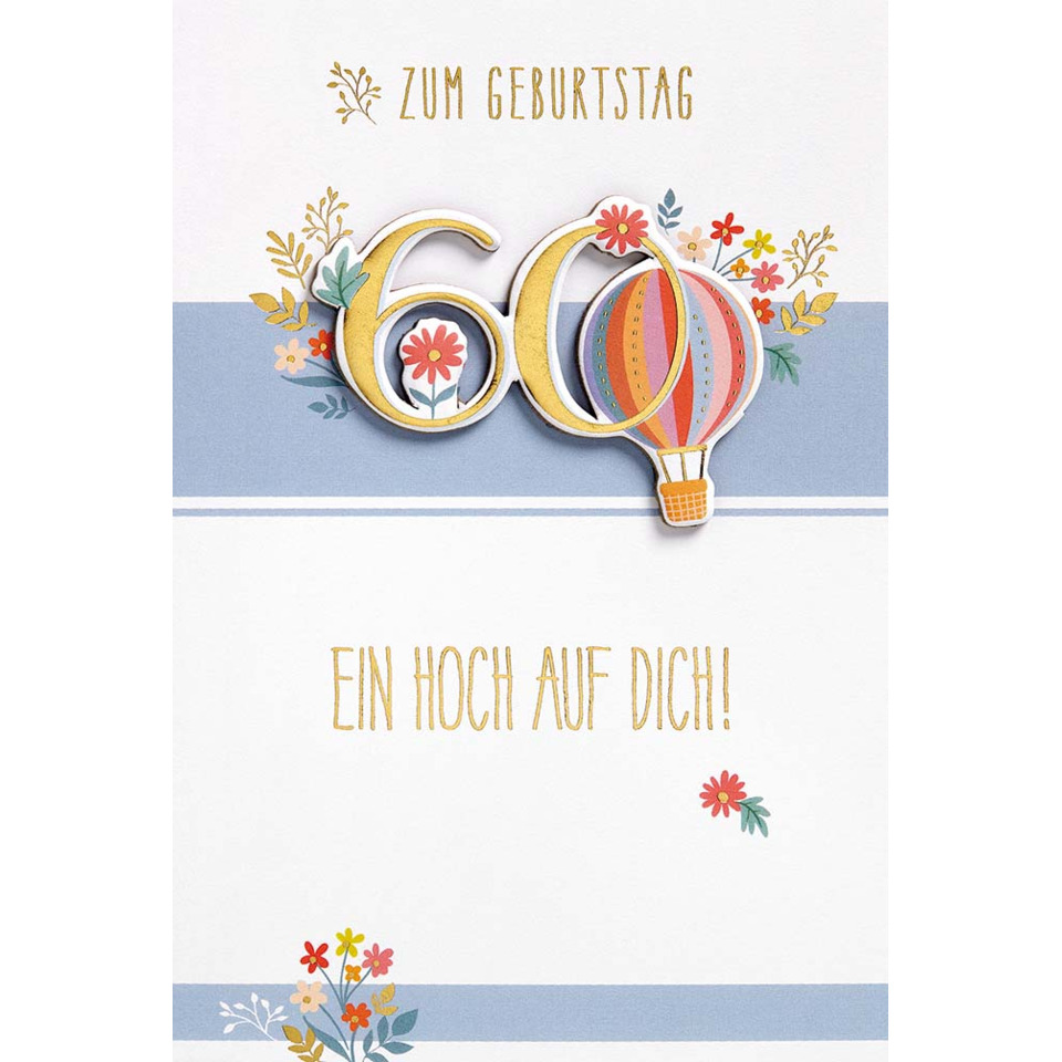 60, Geburtstag, Karte, Kartendesign, Ballon