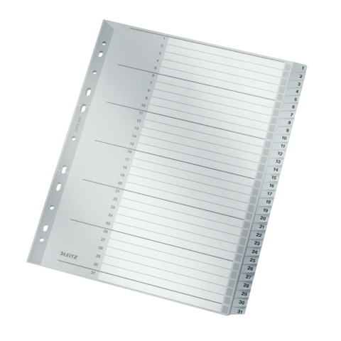 Plastikregister 1-31, A4, PP, 31 Blatt, grau LEITZ 1281-00-00