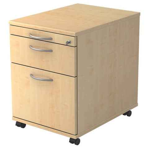 Rollcontainer SOLID - 42,8 x 58 x 59cm, 1 Schub/Hängeregistratur, Bogengriff, ahorn HAMMERBACHER VAC20/3/3/BM