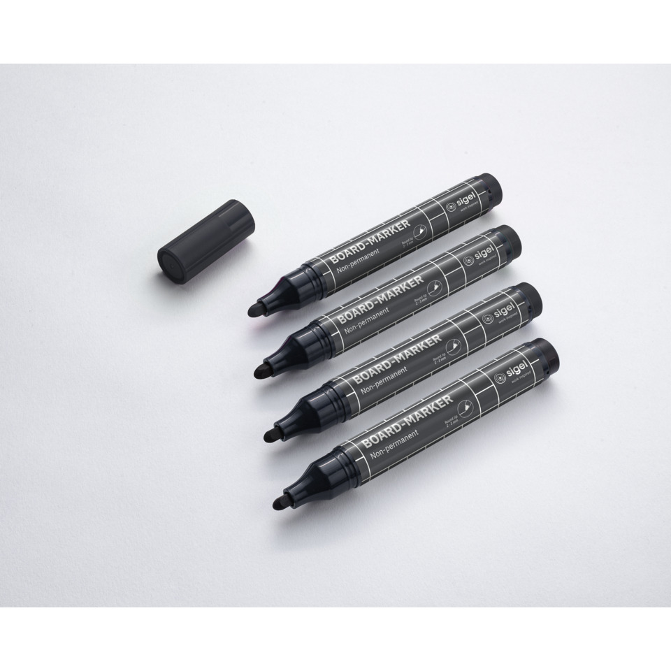 Boardmarker, Marker, Permanent, Schwarz, ViererSet