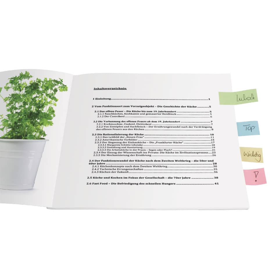Küche, Pflanze, Topf, Buch, Notizzettel