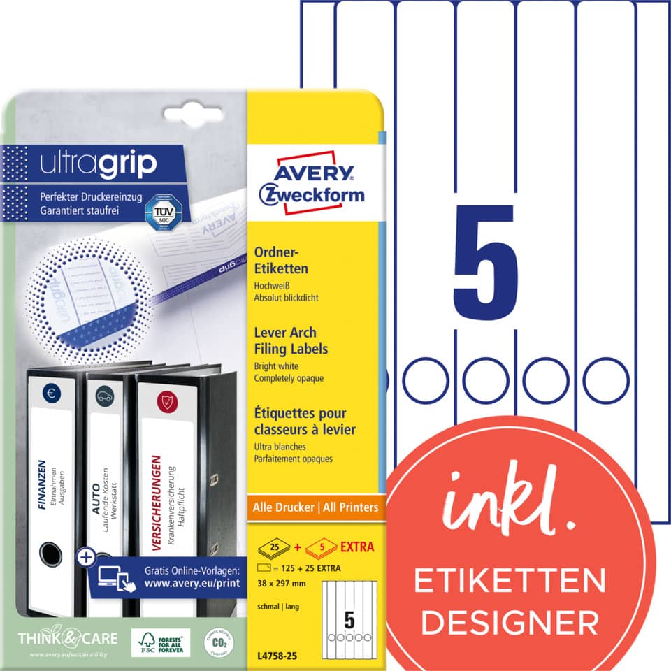 Etiketten, Beschriftung, Ordneretiketten, Avery, Organizer