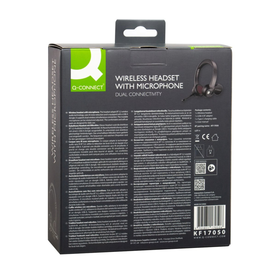 drahtloses headset, Mikrofon, duale Verbindung, Over-Ear, schwarz