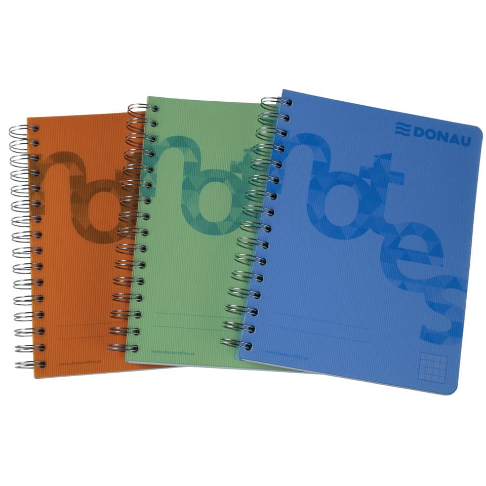 Notizbuch, Spiralbindung, Kunstleder, Gelb, Blau, Grün, Ringbindung, Kleines Format