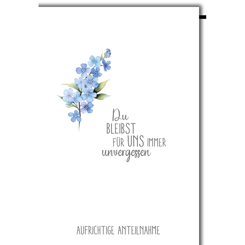 blaues blumenmotiv, hortensien, druckkarte, karte, spruchkarte