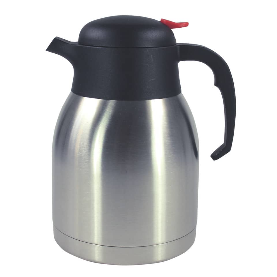 Thermoskanne, Stahl, Isolierkanne, Kaffeekanne, SchwarzerDeckel