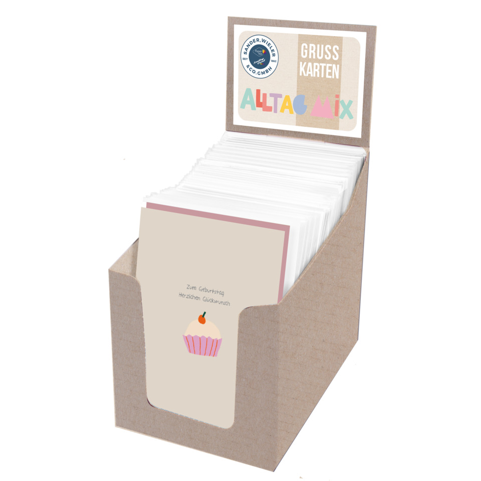 Grußkarten, Kartenständer, Grusskarten, Kartenbox, Cupcake-Design