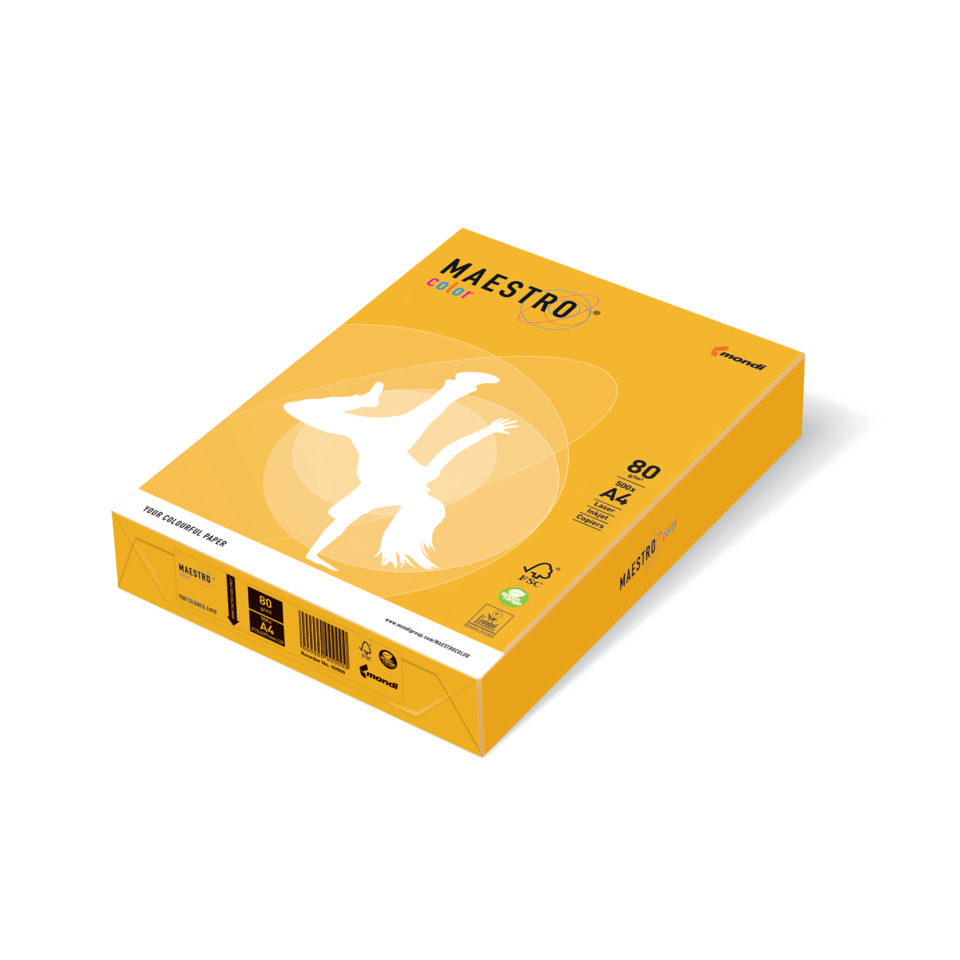Papier, 80 Blatt, A4, Gelb/orange Verpackung, Maestro Color