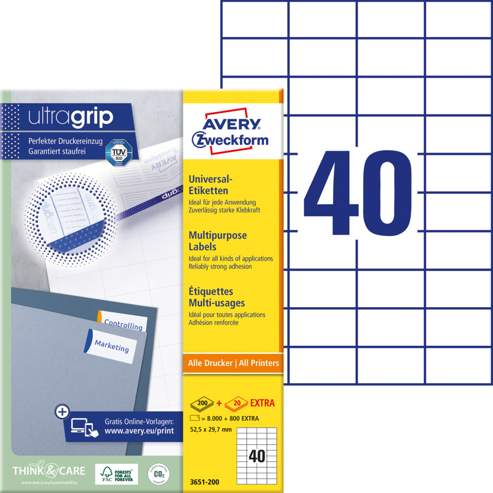 Etiketten, Multifunktionsetiketten, Druckerpapier, 75x29,7 mm, Universaletiketten, etiketten, multipurpose, druckbedarf, papier, etiketten-roll
