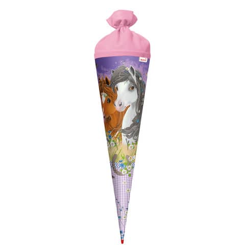 Schultüte, Blumenpferde, 70cm, Filzverschluss ROTH 677469