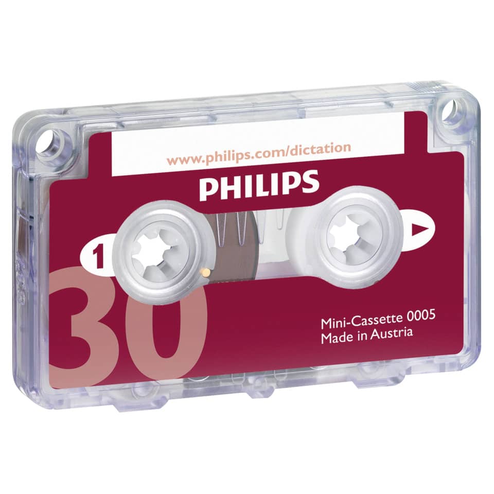 Mini-Cassette, Kassette, Philips, Klarsichtcase, Hergestellt in Österreich