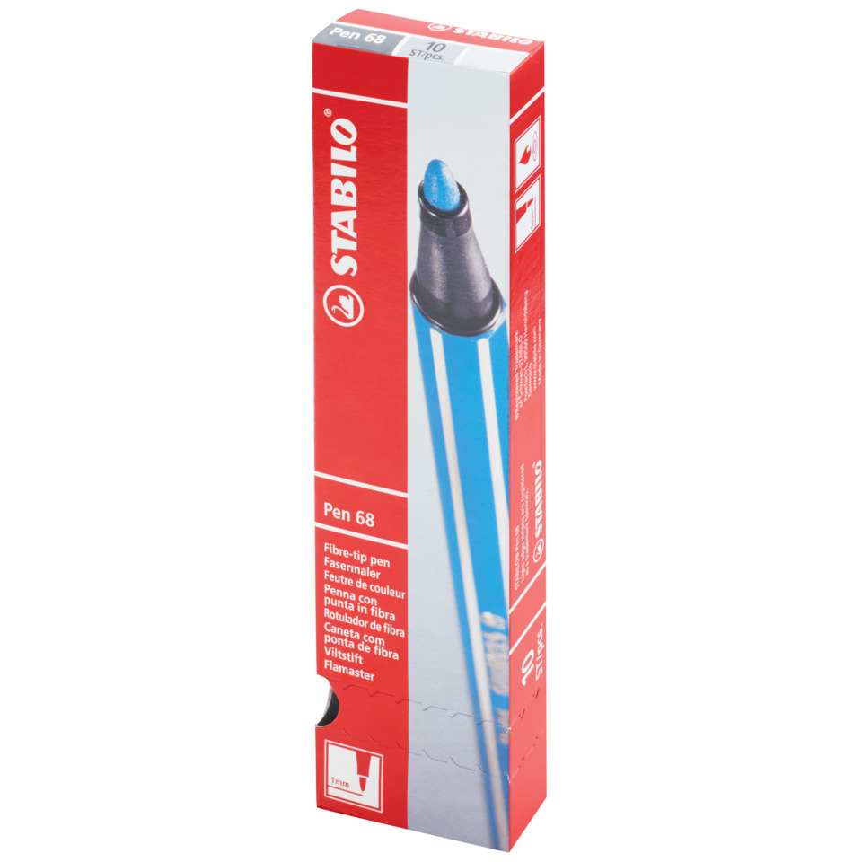 Faserstift, Blauer Stift, Filzertip, Pen 68, Stiftverpackung