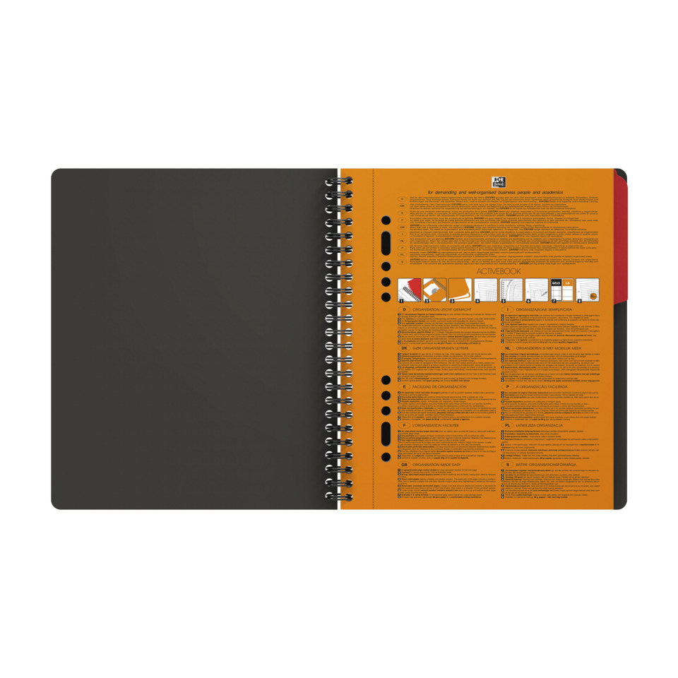 Notizbuch, Spiralheft, Kunstleder, Orange/Schwarz, Binder-Format