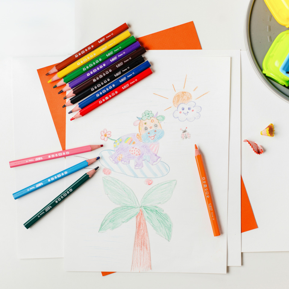 Buntstifte, Kunstzeichnung, Kinderzeichnung, Palmbaum, Drauw?