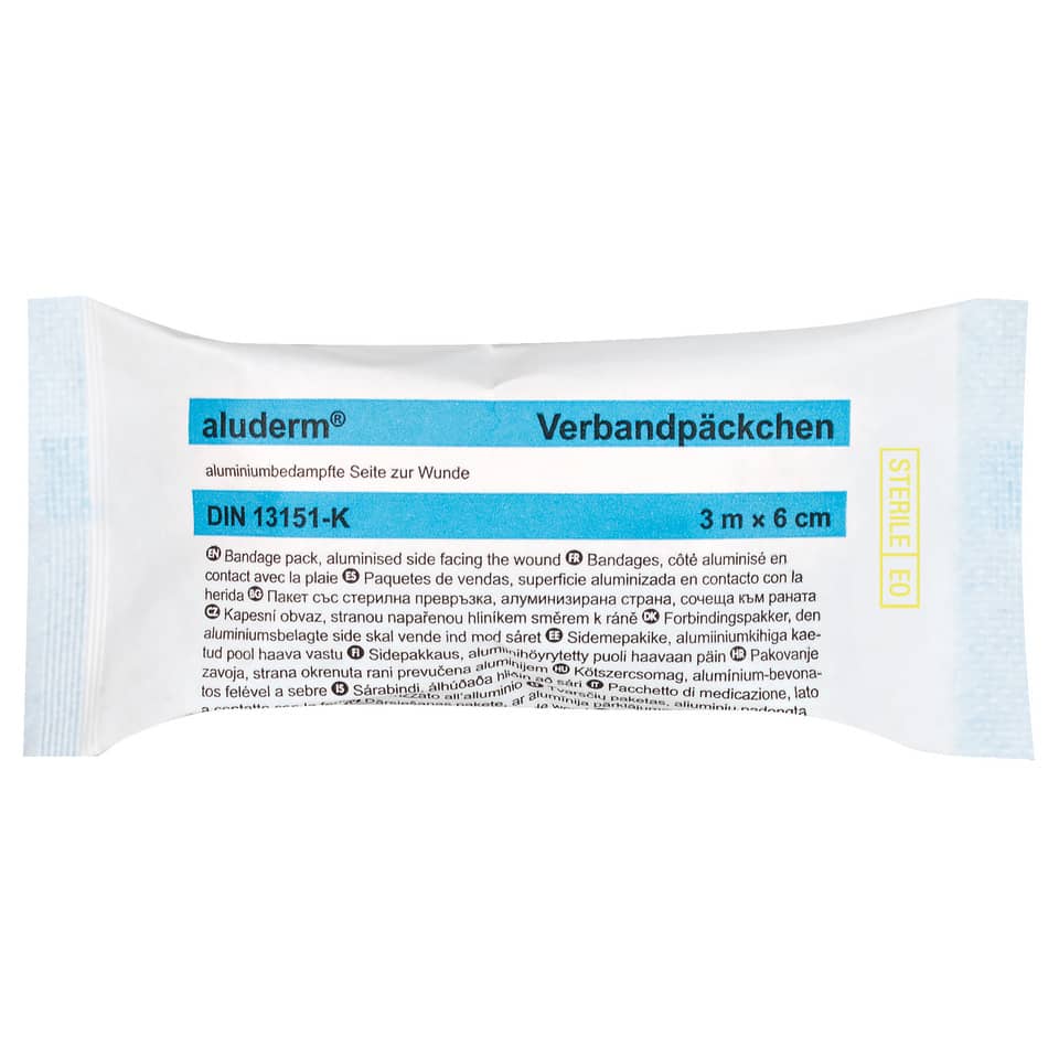 Verbandpäckchen, Wundverband, Aluminium, 3 m x 6 cm, Sterile