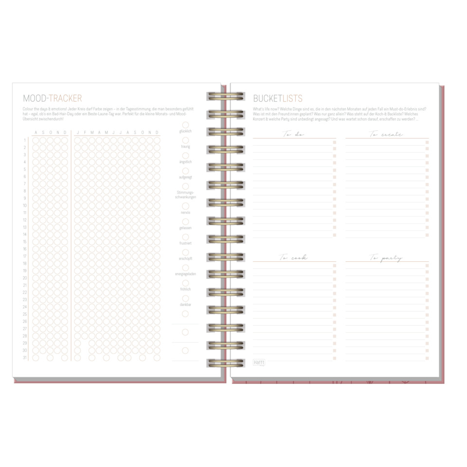 Planer, Ringbindung, Notizbuch, Kalender, Rosa