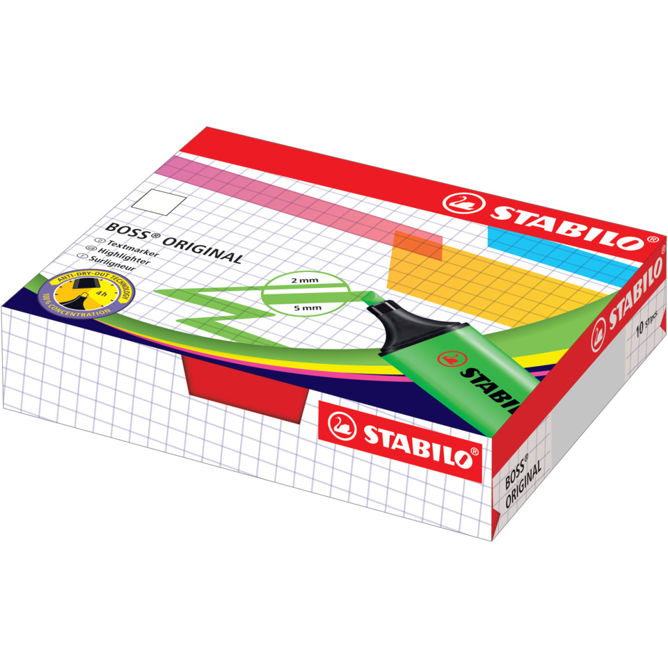 Schreiber, Klebestift, Kartonabdeckung, Bleistiftspitzer, Stabilo Original