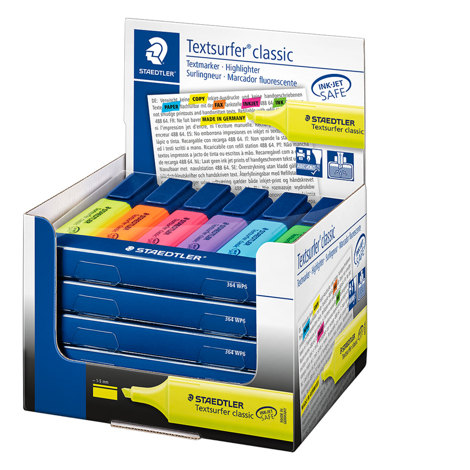 Textmarker, Highlight, Fluoreszierende Marker, Set, Staedtler Textsurfer classic