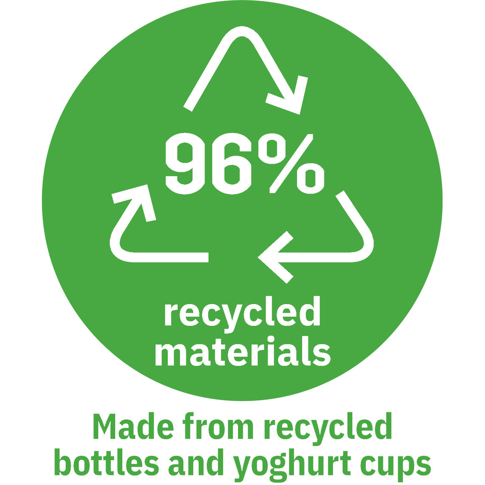 recycled, materials, Flasche, Joghurtbecher, hergestellt aus recycelten