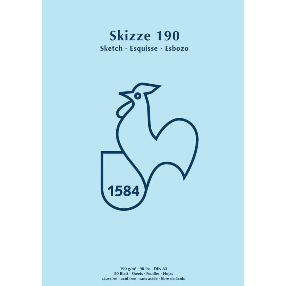 skizze, zeichnung, hahn, blau, deckblatt