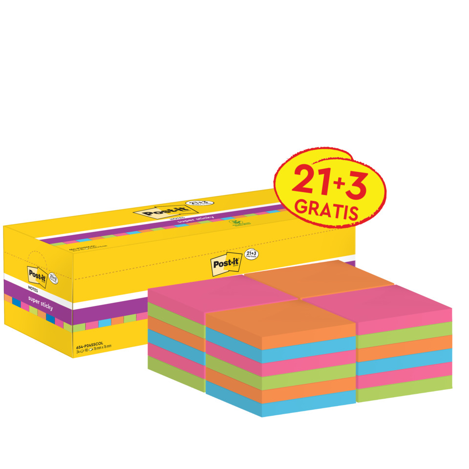 Post-it Notizen, Haftnotizen, Bunte Blöcke, Notizzubehör, 24 Blöcke