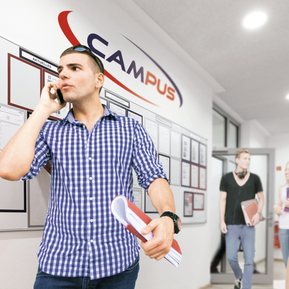 Arbeitsoutfit, Hemd, Campus-Logo, Karohemd, Klemmbrett