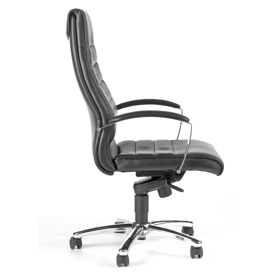 Bürostuhl, Leder, Schwarz, Höhenverstellbar, Rollenstuhl