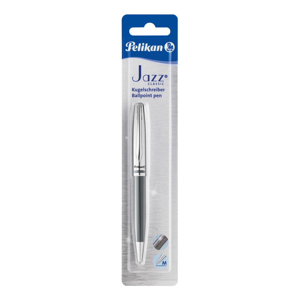 Kugelschreiber, Ballpoint pen, Metallisch, Silber, Jazz Classic, Kugelschreiber, Metallclip, Silber Schwarz, Schreibgerät, Kugelschreiber