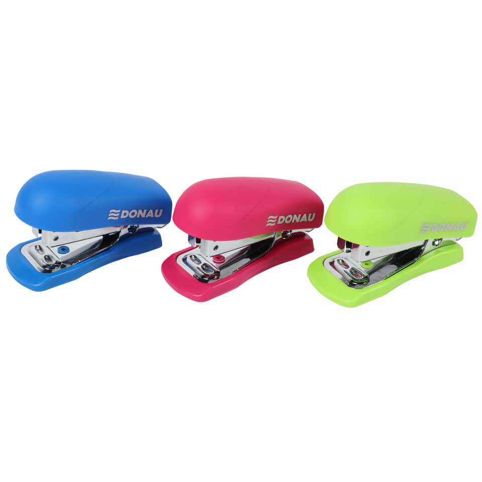 Heftapparat Mini, 12 Blatt, Einlegetiefe 16 mm, sortiert DONAU 4700100-99