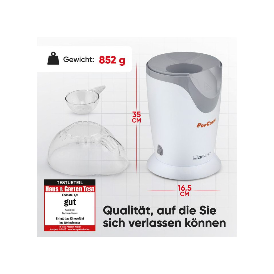Küchengerät, Popcorn-Maker, Kunststoff, Weiß/schwarz, Gewicht 852 g