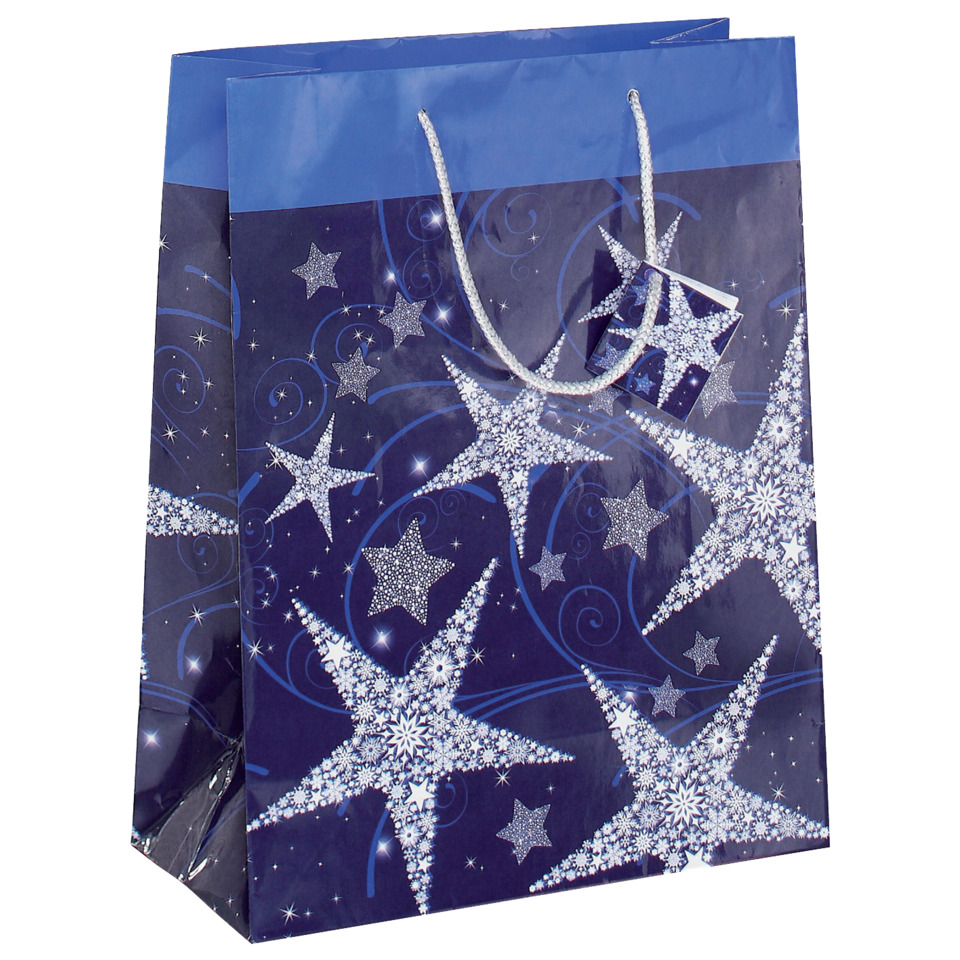 Geschenktüte, Weihnachten, Sterne, Glitter, Geschenkverpackung