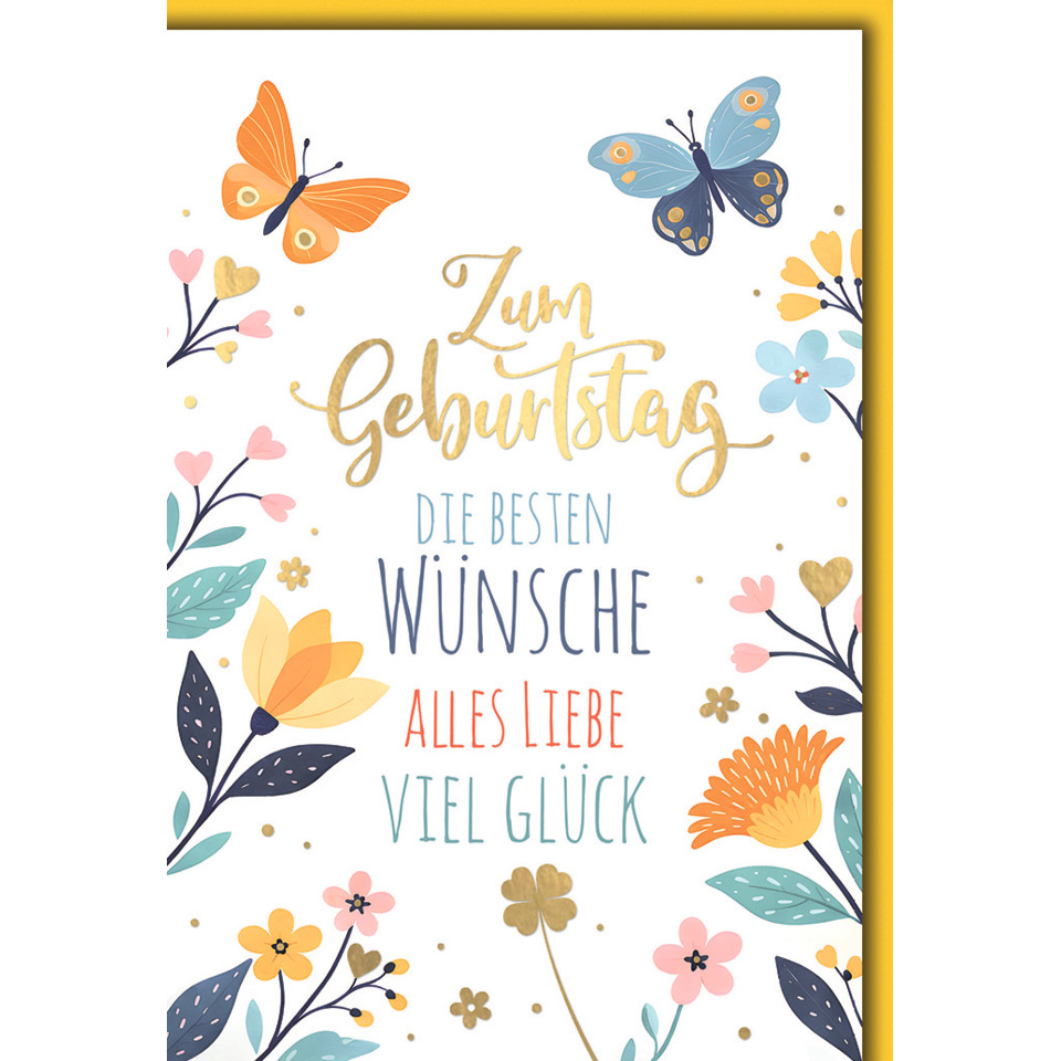 karte, geburtstag, blumen, butterfly, spruch