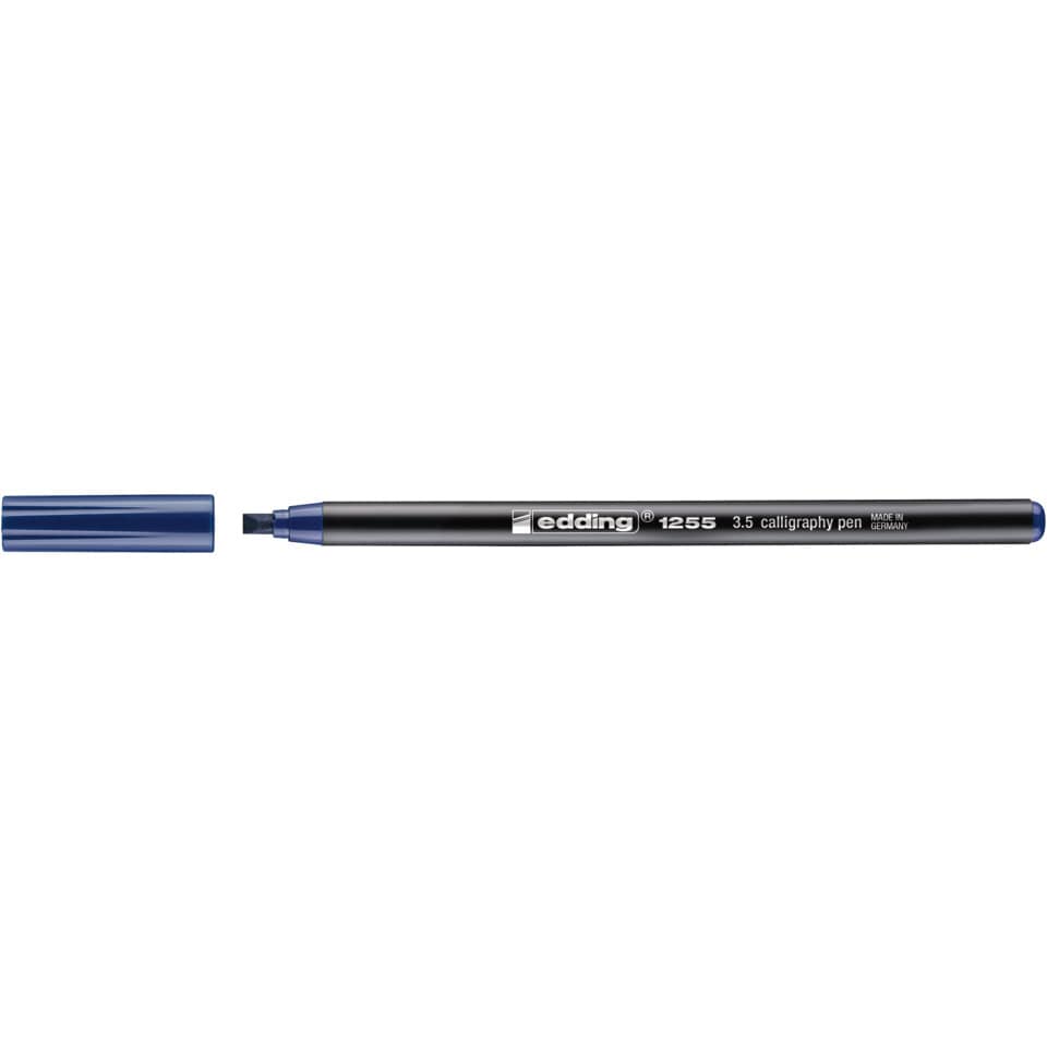 Kalligrafie-Stift, Marker-Stift, blaues Cap, schwarzer Körper, Farb-Depot