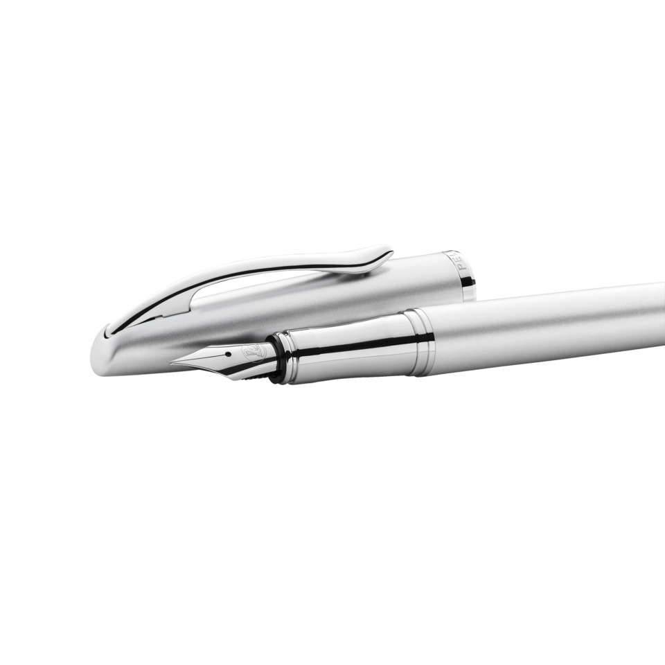 Füllfederhalter, Metall, Nib, Kappe, Silber