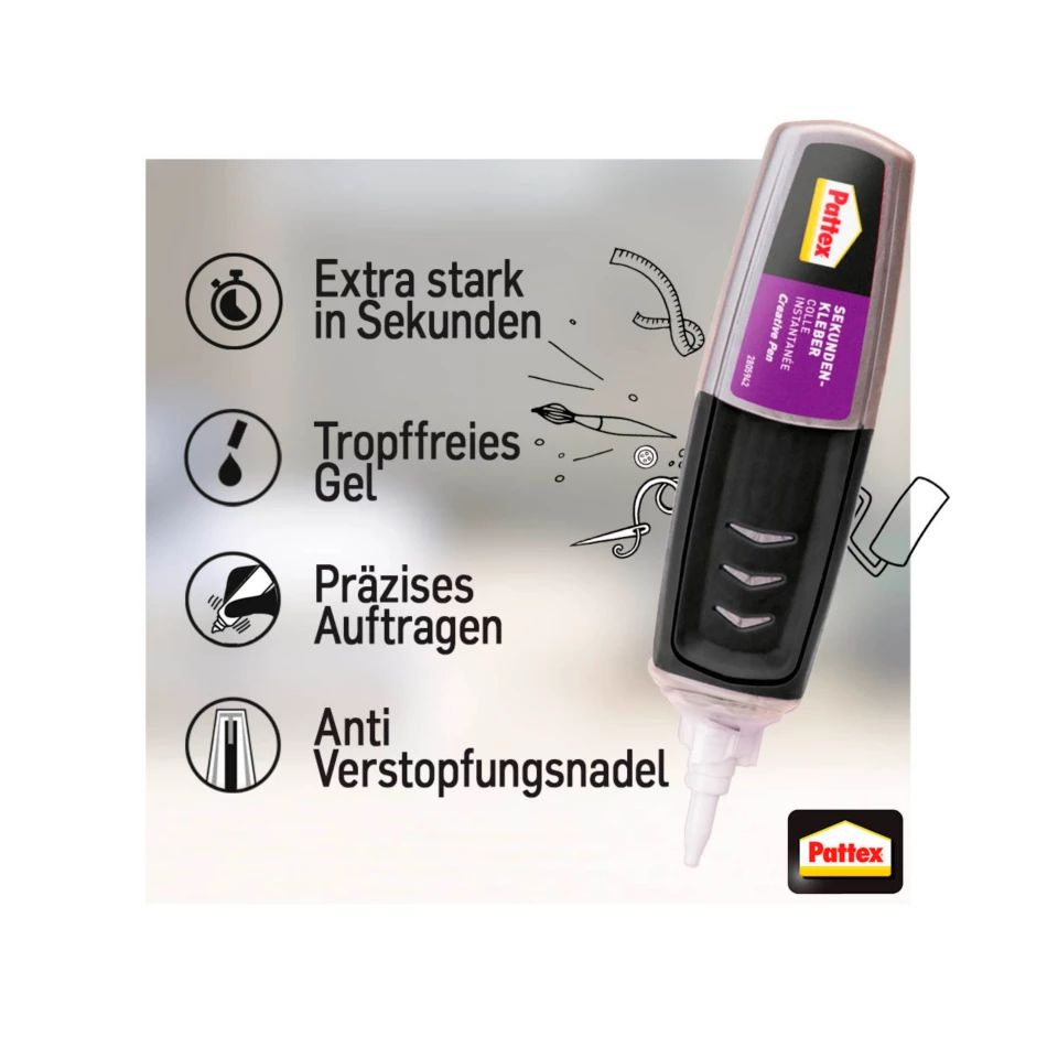 Kleber Gel, Präzises Auftragen, Anti-Verstopfungsspitze, Tropffreies Gel, Pattex