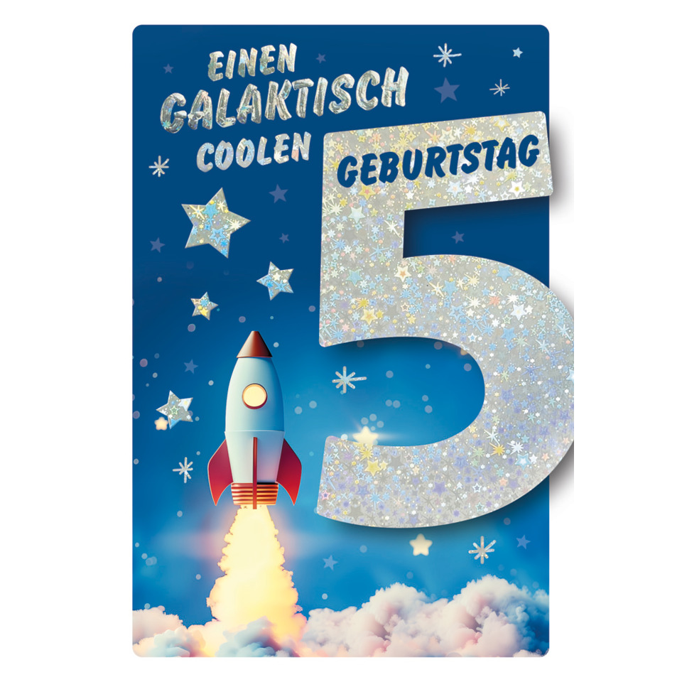 galaktische Geburtstag, Jubiläum, Rakete, Sterne, 5. Geburtstag